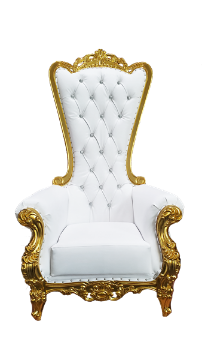 Picture of WHITE THRONE CHAIR w/GOLD TRIM