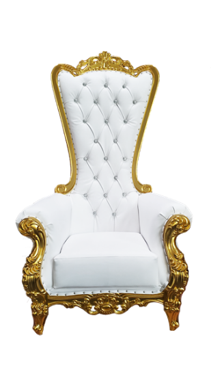 Picture of WHITE THRONE CHAIR w/GOLD TRIM