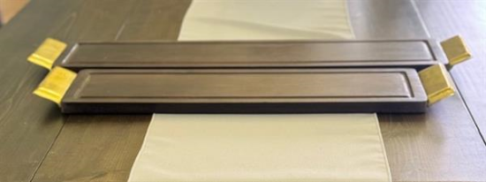 Picture of TRAY NATURAL WOOD & GOLD SET